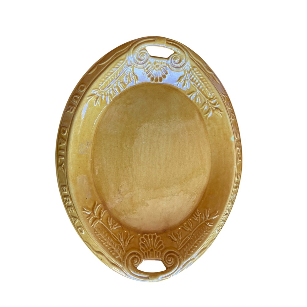 Vintage Pottery Serving Platter Bread Plate 1971 Religious‎ Quote Farmhouse
